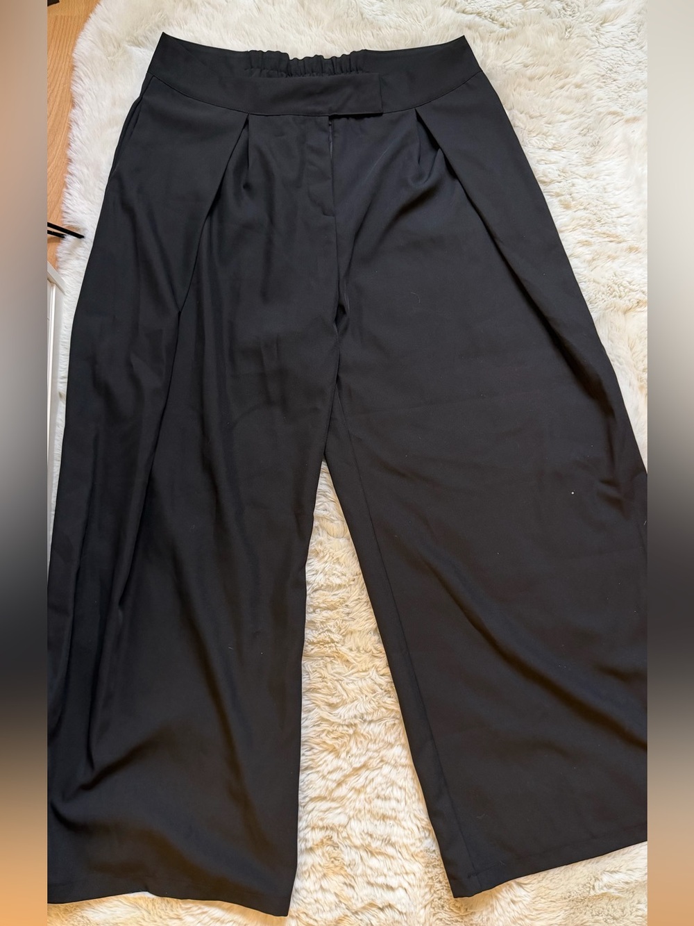 Boohoo Black Wide-Leg Women's Trousers